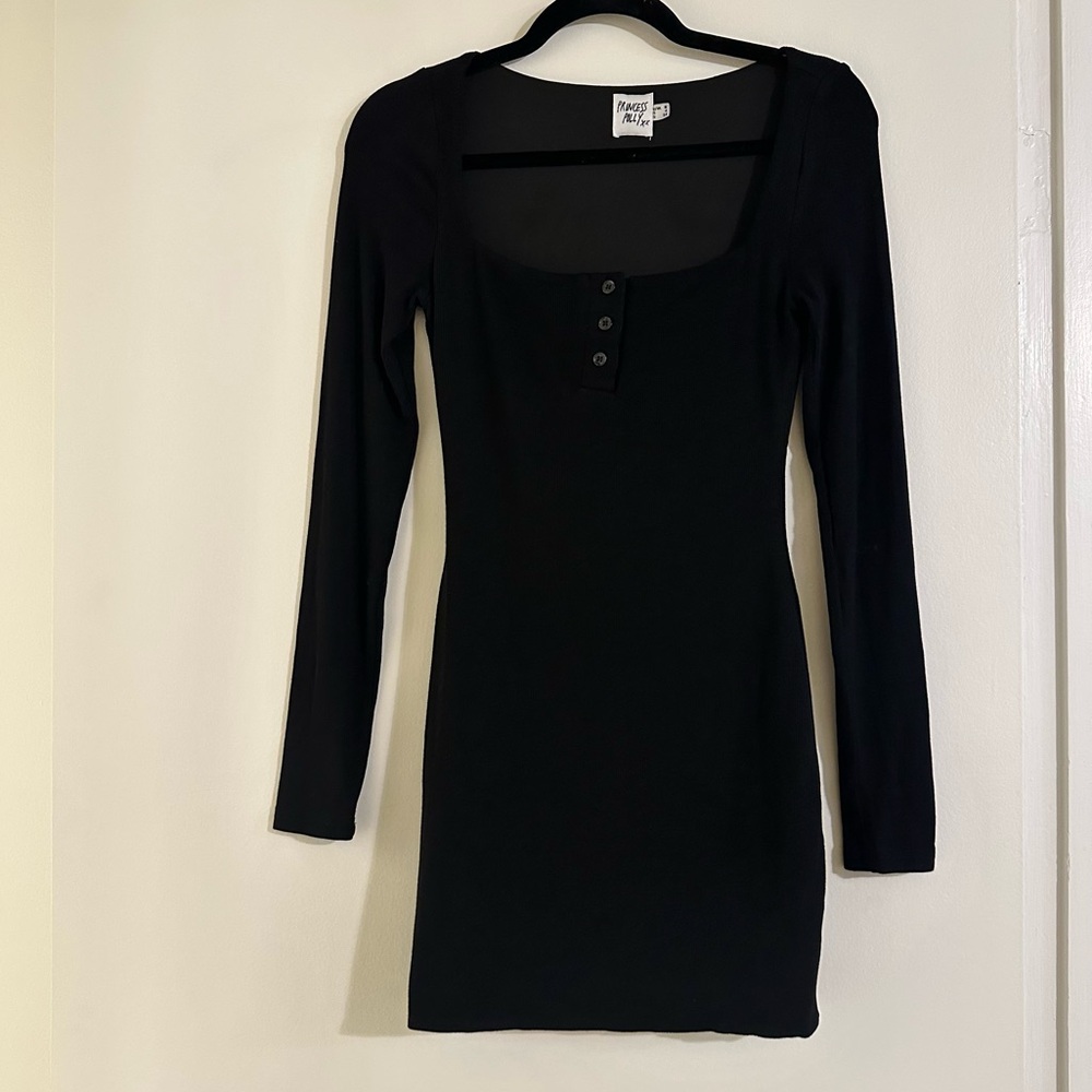 NWOT Princess Polly black knit long sleeve bodycon dress